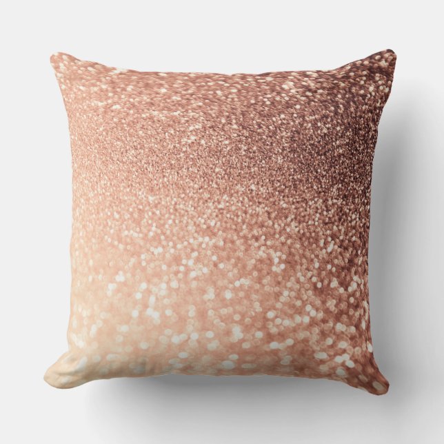 Dreamy Rose Gold Glitter - Peach Glittereffect Throw Pillow (Front)