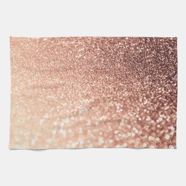 Dreamy Rose Gold Glitter - Peach Glittereffect Towel (Horizontal)