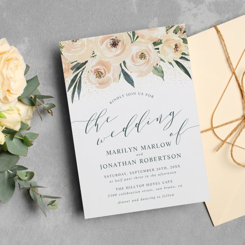 Dreamy Rose  Gold Glitter Wedding Invitation