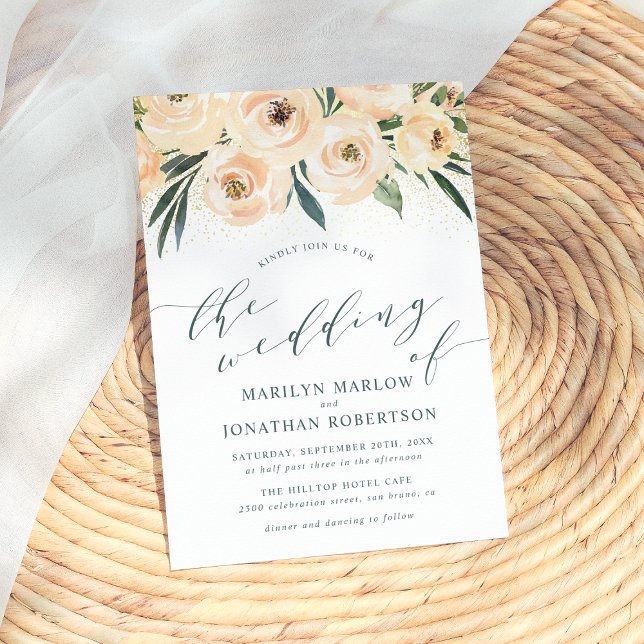 Dreamy Rose & Gold Glitter Wedding Invitation (Creator Uploaded)