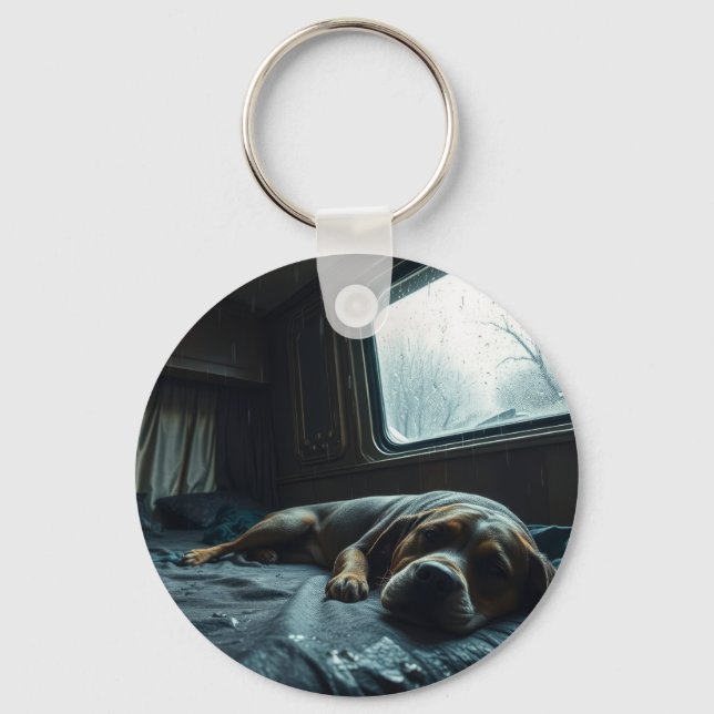 Dreamy RV Dog Nap Keychain (Front)