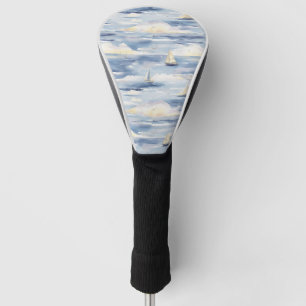 Dreamy Sailboats Ocean Watercolor Pattern (1) Golf Head Cover