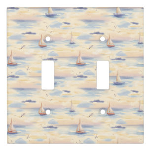 Dreamy Sailboats Ocean Watercolor Pattern (2) Light Switch Cover