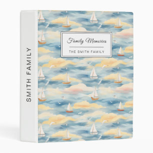 Dreamy Sailboats Ocean Watercolor Pattern (2) Mini Binder