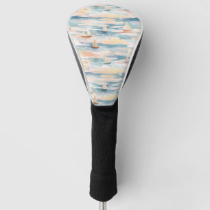 Dreamy Sailboats Ocean Watercolor Pattern (3) Golf Head Cover