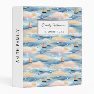 Dreamy Sailboats Ocean Watercolor Pattern (5) Mini Binder