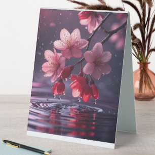 Dreamy Sakura Blossom Over Water – Japanese Cherry Table Tent
