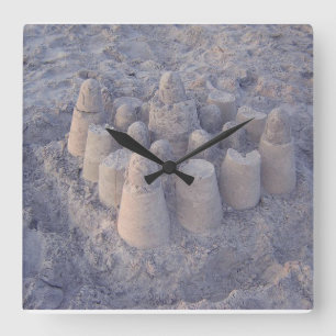 dreamy sandcastle square wall clock