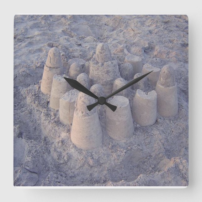 dreamy sandcastle square wall clock (Front)