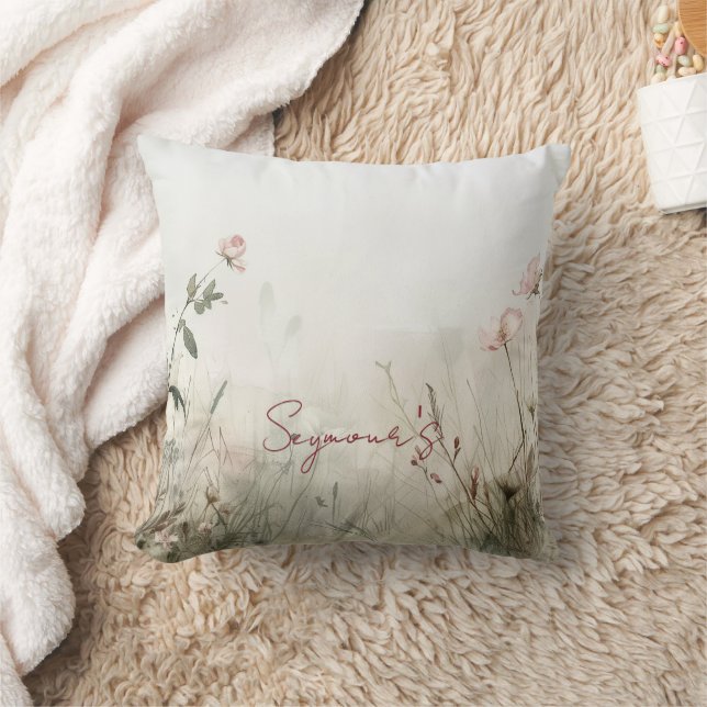 Dreamy Scene of Spring  Flowers Throw Pillow (Blanket)