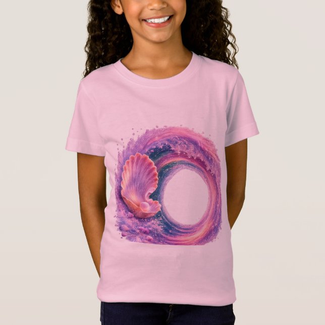 Dreamy Seashell Wave Fantasy Art – Tropical Ocean  T-Shirt (Front)