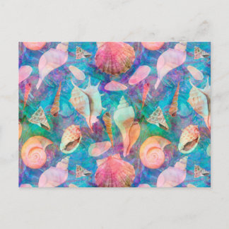 DREAMY SEASHELLS BLUE POSTCARD