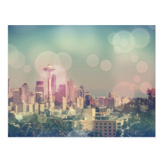 Dreamy Seattle Skyline and Space Needle Postcard