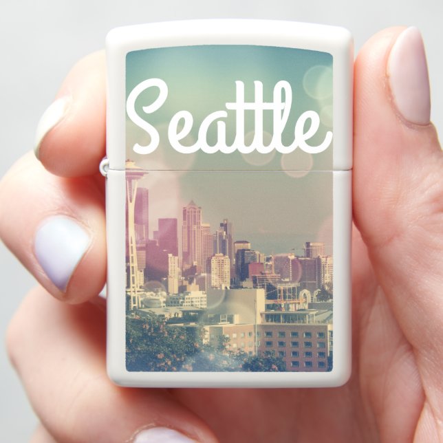Dreamy Seattle Skyline and Space Needle Zippo Lighter (In Hand)