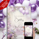 Dreamy Shades of Lilac Flowers  QR Birthday  Invitation