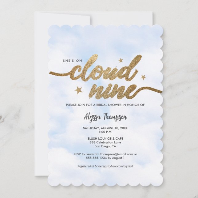 Dreamy She's on Cloud 9 Bridal Shower Clouds arch Invitation (Front)