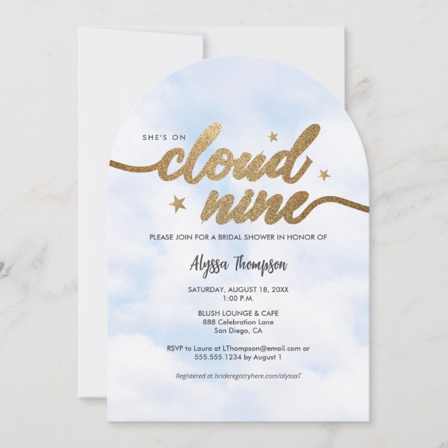 Dreamy She's on Cloud 9 Bridal Shower Clouds arch Invitation (Front)