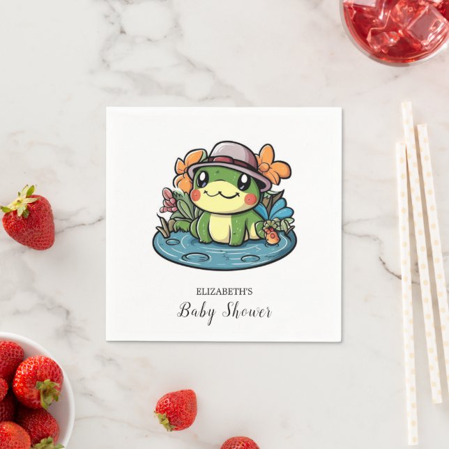  Dreamy Simple Frog Baby Shower Napkins (Insitu)