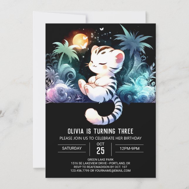 Dreamy Simple Tiger Birthday Invitation (Front)