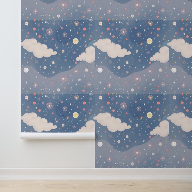 Dreamy Skies: Whimsical Night Bloom Wallpaper (Application)