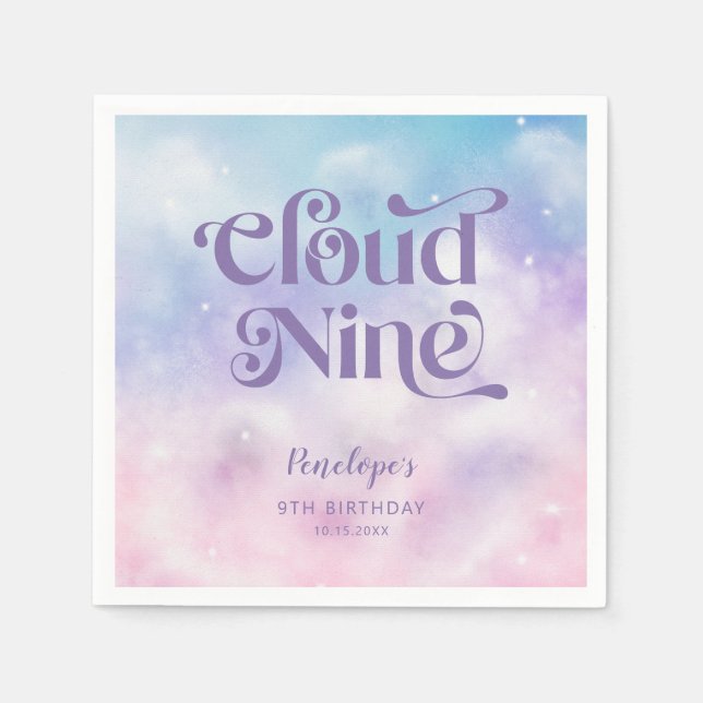 Dreamy Sky Cloud Nine Birthday Party Napkins (Front)