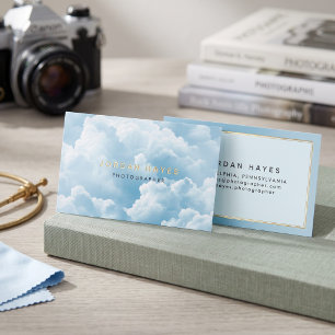 Dreamy Sky Cloud Soft Blue Foil Business Cards
