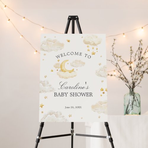 Dreamy Sky Moon Stars Baby Shower Welcome Foam Board