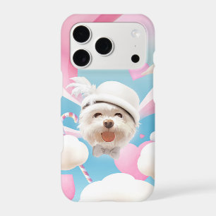 Dreamy Sky Puppy: Smiling Bichon with Hat & Clouds iPhone 17 Pro Case