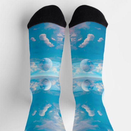 Dreamy Sky Surreal Nature Landscape Socks