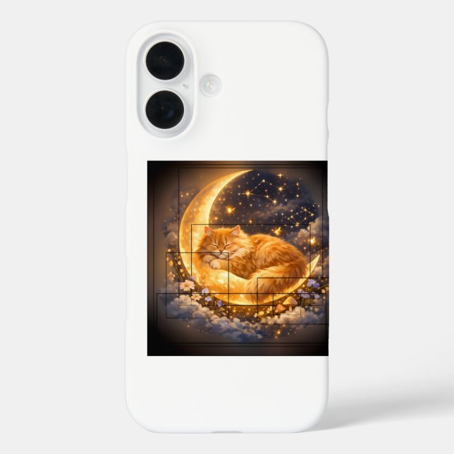 Dreamy Sleeping Cat on Moon iPhone/iPad Case (Back)