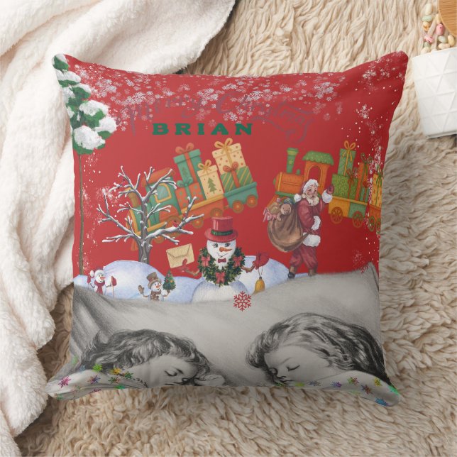 Dreamy Sleepy Children Toys Vintage  Throw Pillow (Blanket)