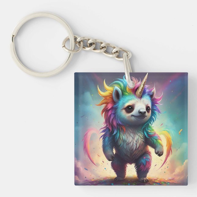 Dreamy Slothicorn: A Rainbow Baby Fantasy, Keychain (Front)