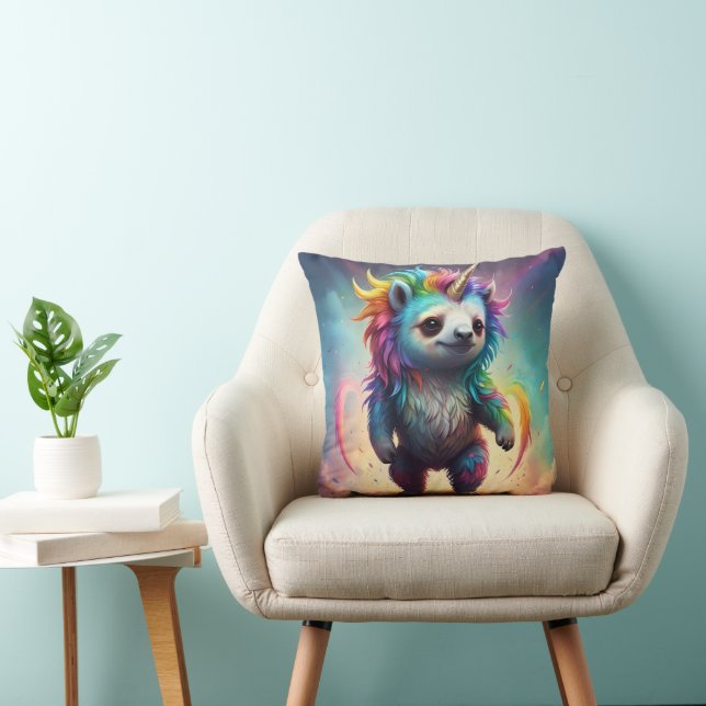 Dreamy Slothicorn: A Rainbow Baby Fantasy, Throw Pillow (Chair)