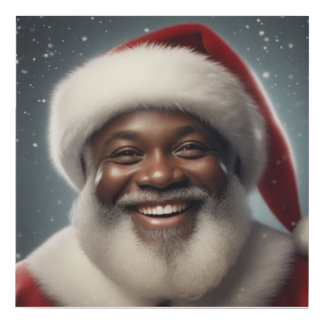 Dreamy Smiling Black Santa Claus Faux Canvas Print