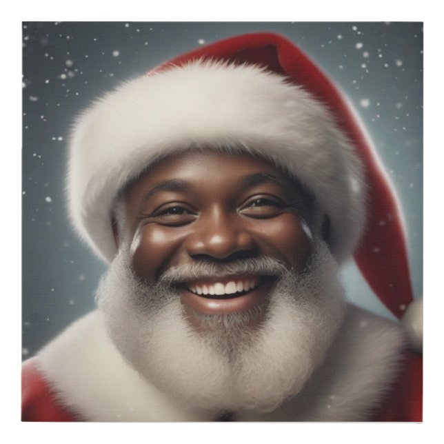 Dreamy Smiling Black Santa Claus Faux Canvas Print (Front)