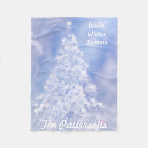 Dreamy Snow White Christmas Pine Trees Valley  Fleece Blanket