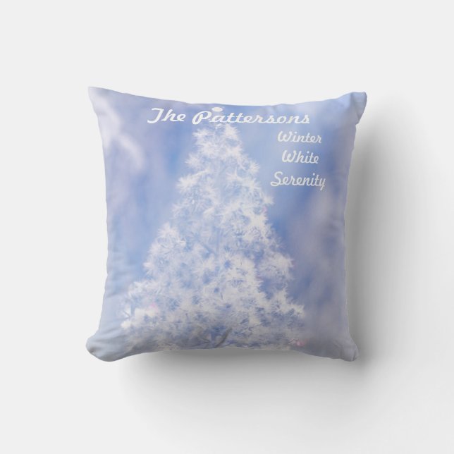 Dreamy Snow White Christmas Pine Trees Valley  Throw Pillow (Front)