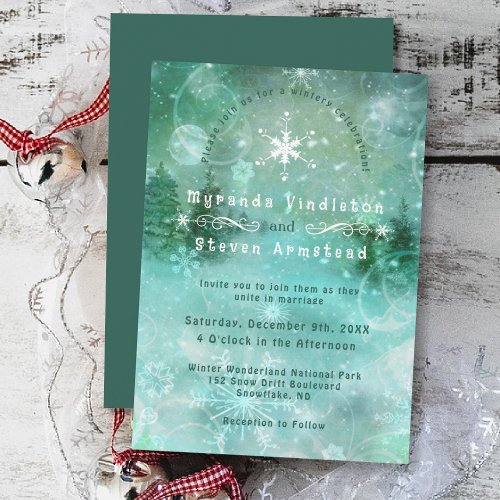 Dreamy Snowy Forest Winter Wonderland Wedding Invitation