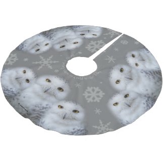 Dreamy Snowy Owls Family Funny Having a Hoot Christmas Tree Skirt