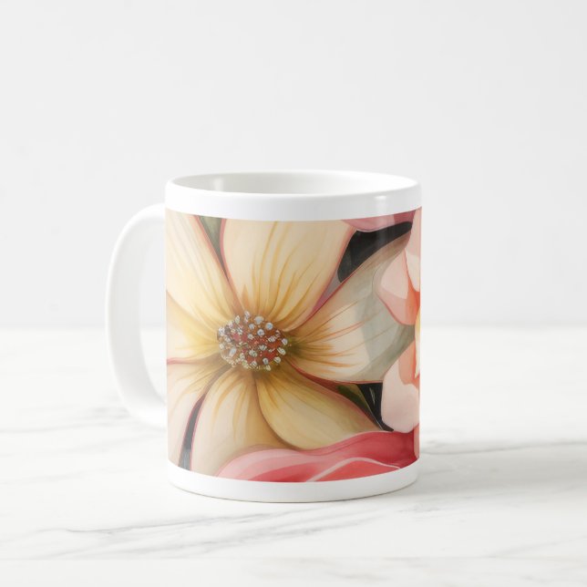 Dreamy Soft Floral Abstract Aesthetic Classic  Coffee Mug (Front Left)