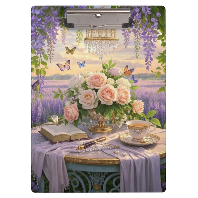 Dreamy, soft-focus scene of a lavish, Floral  Clipboard (Front)