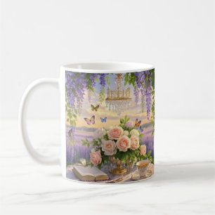 Dreamy, soft-focus scene of a lavish, Floral Coffee Mug