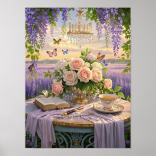 Dreamy, soft-focus scene of a lavish, Floral Poster