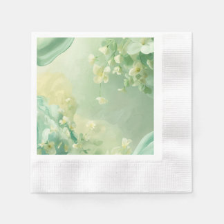 dreamy Soft Sage and Mint Green Floral Napkins