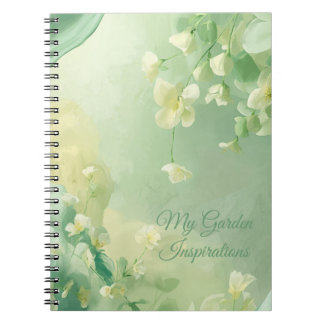 dreamy Soft Sage and Mint Green Floral  Notebook