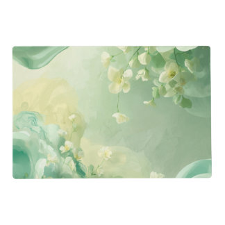 dreamy Soft Sage and Mint Green Floral Placemat