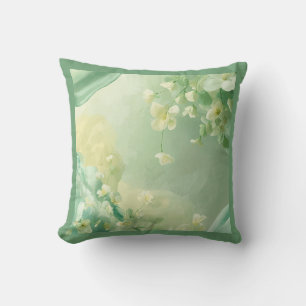 dreamy Soft Sage and Mint Green Floral  Throw Pillow