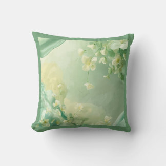 dreamy Soft Sage and Mint Green Floral  Throw Pillow