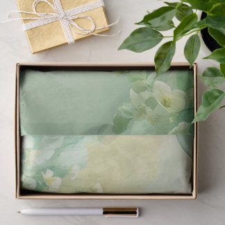 dreamy Soft Sage and Mint Green Floral  Tissue Paper