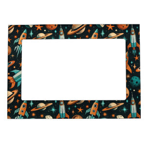 Dreamy Spacecore Planets Teal Orange Cosmic Magnetic Frame